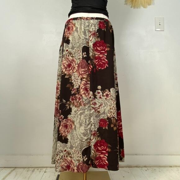 Vintage Kathy Lee Womens Y2K Whimsigoth Maxi Skirt Size 16 Dark Fairy Floral, - Picture 3 of 10